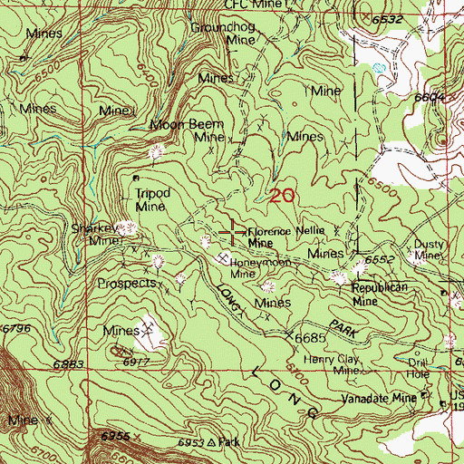 Topographic Map of Florence Nellie Mine, CO