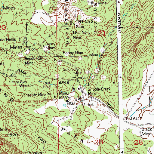 Topographic Map of Coloradium Mine, CO