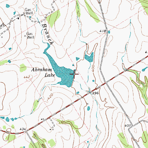 Topographic Map of Abraham Lake Dam, TX