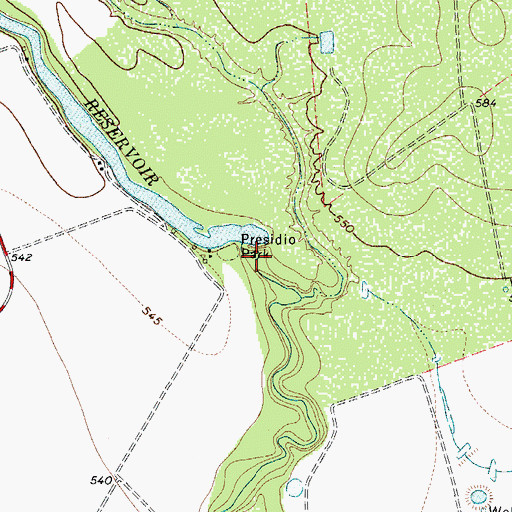 Topographic Map of Bookout Dam, TX