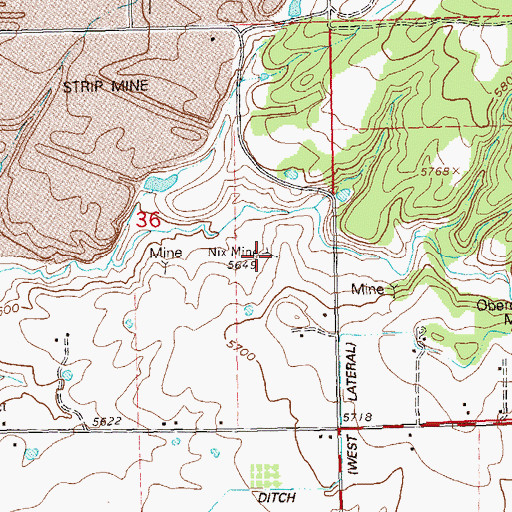 Topographic Map of Nix Mine, CO