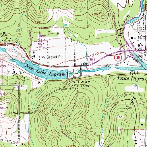 Topographic Map of Ingram Lake Dam, TX