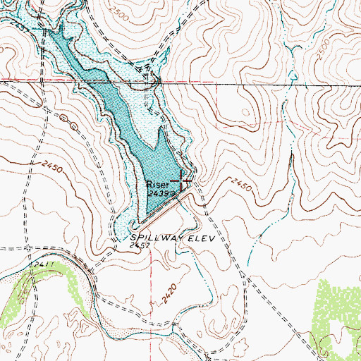 Topographic Map of Soil Conservation Service Site 13dam Dam, TX