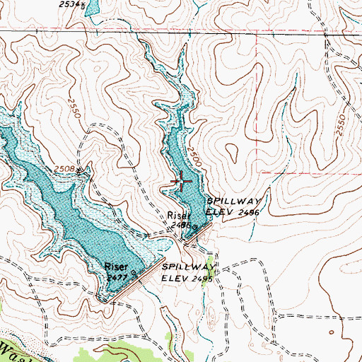 Topographic Map of Soil Conservation Service Site 12 Reservoir, TX