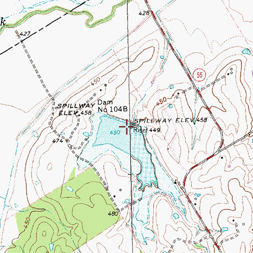 Topographic Map of Soil Conservation Service Site 104b Reservoir, TX