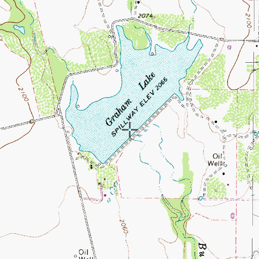 Topographic Map of Lake Bulger Dam, TX