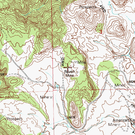 Topographic Map of The Raven Mine, CO