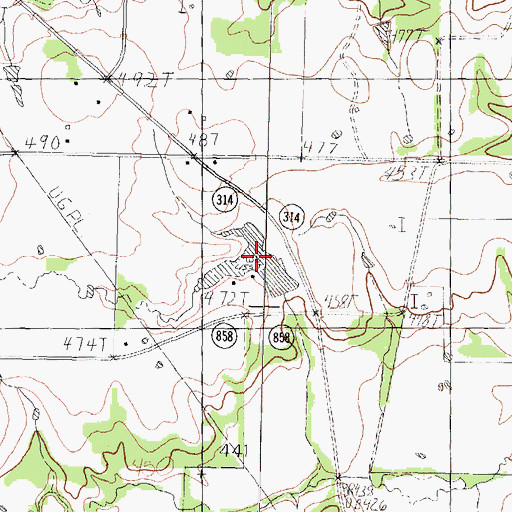 Topographic Map of Cantrell Lake, TX