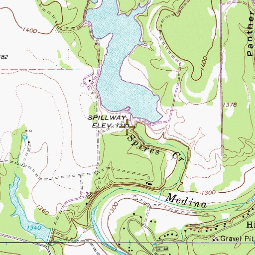 Topographic Map of Rock Cliff Lake Dam, TX