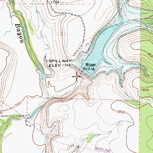 Topographic Map of Soil Conservation Service Site 12 Dam, TX