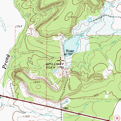 Topographic Map of Soil Conservation Service Site 10 Dam, TX