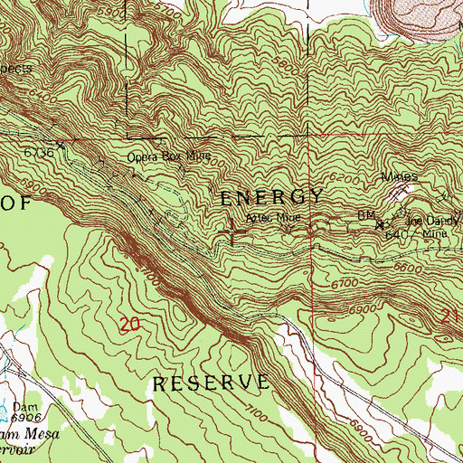 Topographic Map of Aztec Mine, CO