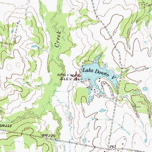 Topographic Map of Lake Donna V Dam, TX