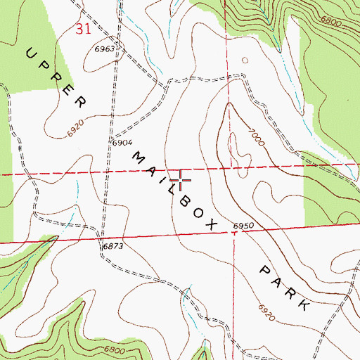 Topographic Map of Upper Mailbox Park, CO