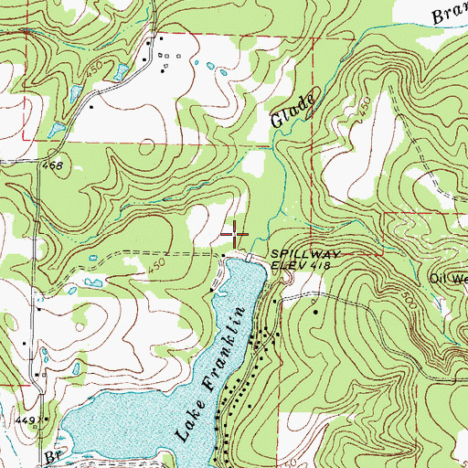 Topographic Map of Lake Franklin Dam, TX