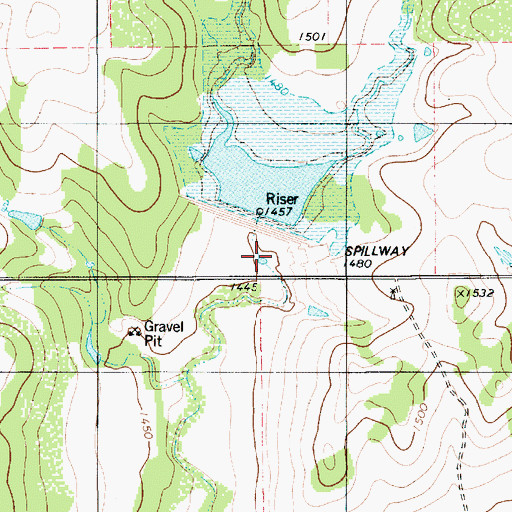 Topographic Map of Soil Conservation Service Site 19 Reservoir, TX