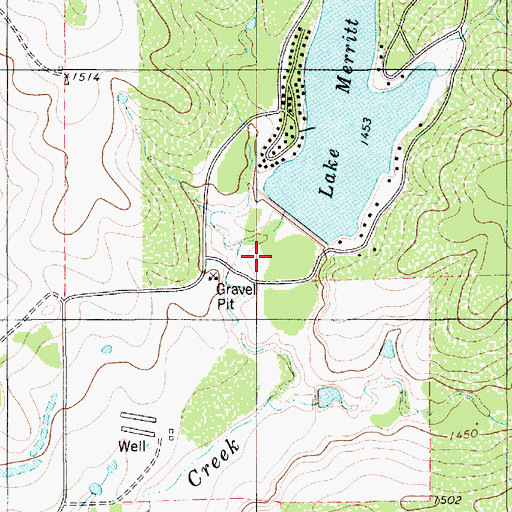 Topographic Map of Lake Merritt Dam, TX