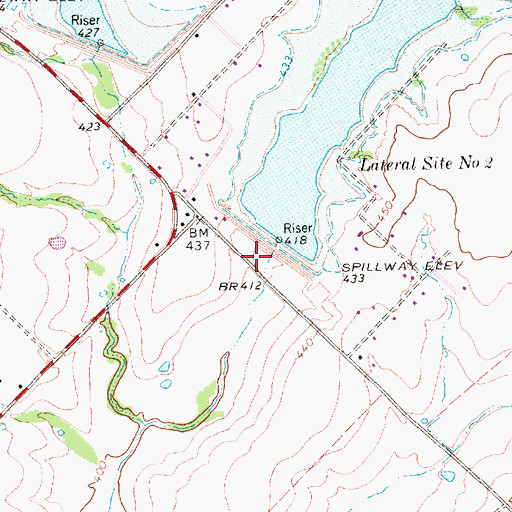 Topographic Map of Soil Conservation Service Site 2 Reservoir, TX