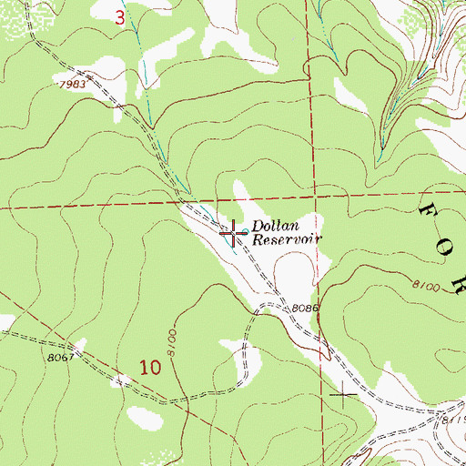 Topographic Map of Dollan Reservoir, CO