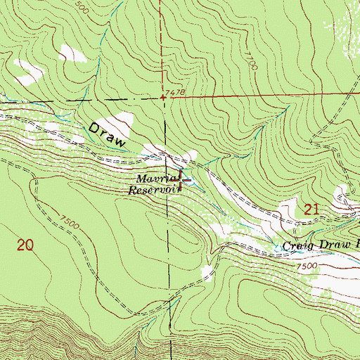 Topographic Map of Mavriat Reservoir, CO