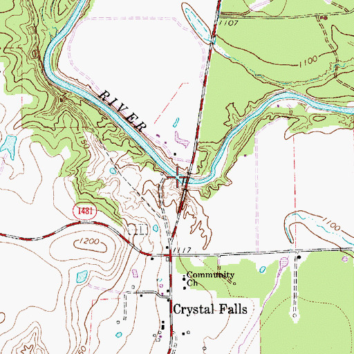Topographic Map of Crystal Falls Dam, TX