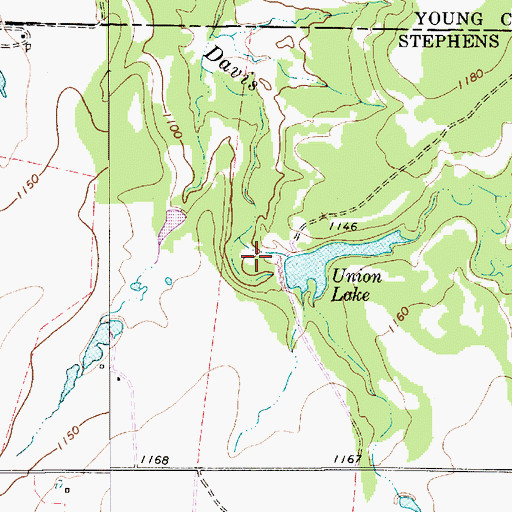 Topographic Map of Union Lake Dam, TX
