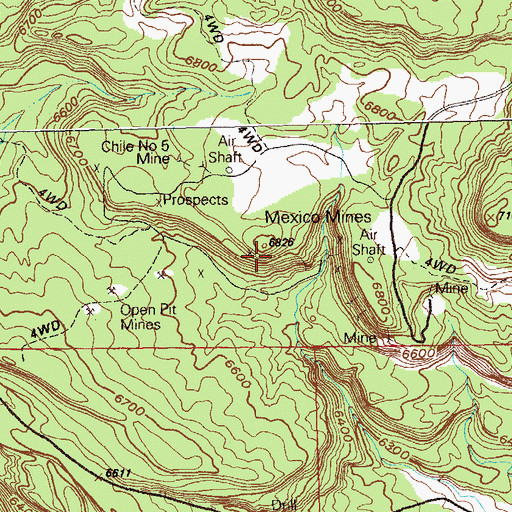 Topographic Map of Mexico Mines, CO