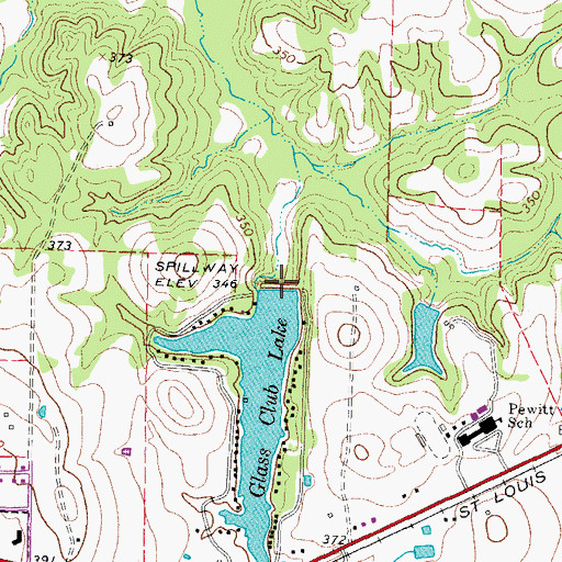 Topographic Map of Glass Club Dam, TX