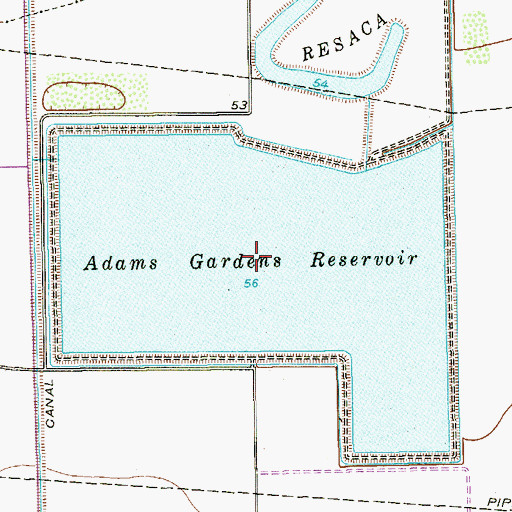 Topographic Map of Adams Winter Garden Reservoir, TX