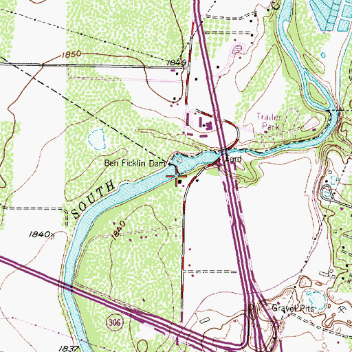 Topographic Map of Ben Ficklin Reservoir, TX