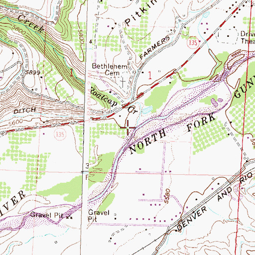 Topographic Map of Roatcap Creek, CO