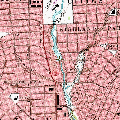 Topographic Map of Exall Lake Dam, TX