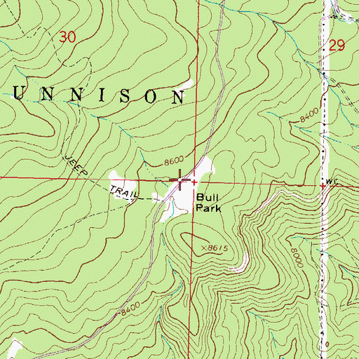 Topographic Map of Bull Park, CO