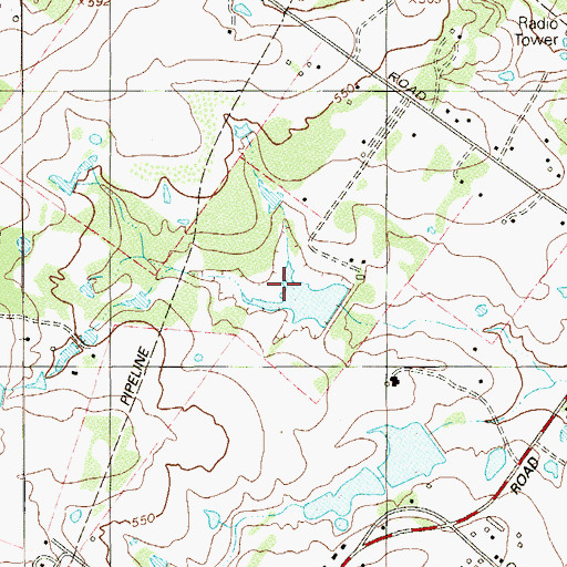 Topographic Map of Riley Lake, TX