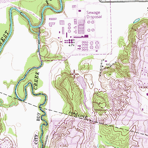 Topographic Map of Prestonwood Lake, TX