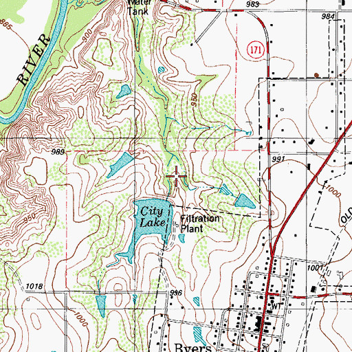 Topographic Map of Byers City Reservoir, TX