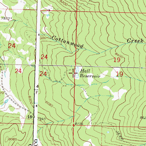Topographic Map of Hall Reservoir, CO
