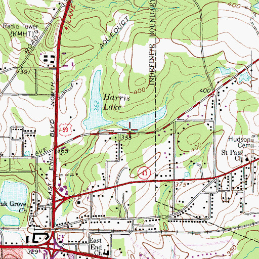 Topographic Map of Harris Back Lake Dam, TX