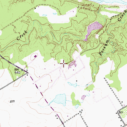 Topographic Map of Mahoney South Lake Dam, TX