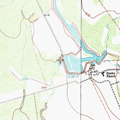 Topographic Map of Spohn Ranch Lake Dam, TX