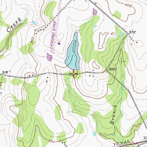 Topographic Map of Rocky Creek Ranch Lake Dam, TX