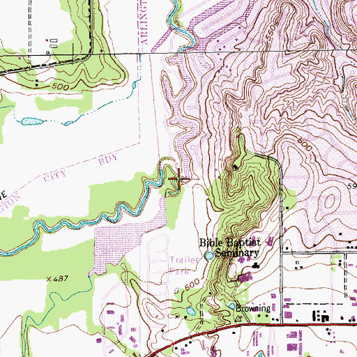 Topographic Map of Rush Creek Lake, TX