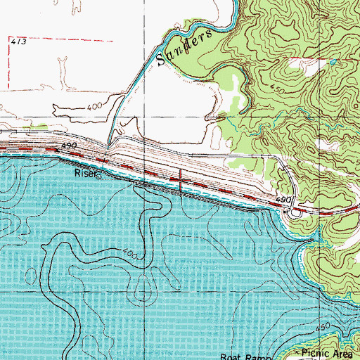 Topographic Map of Pat Mayse Reservoir, TX