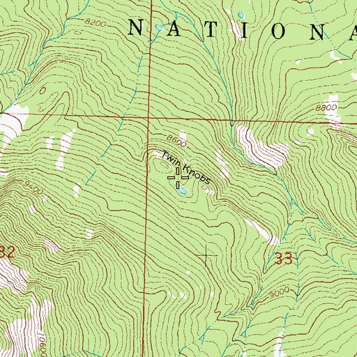 Topographic Map of Twin Knobs, CO
