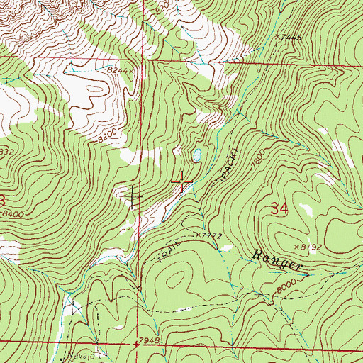 Topographic Map of Ranger Creek, CO