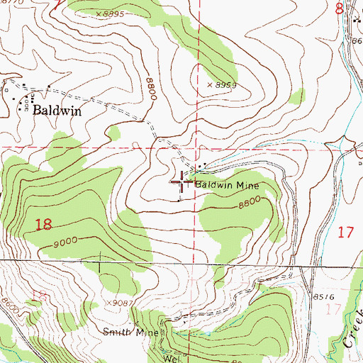 Topographic Map of Baldwin Mine, CO