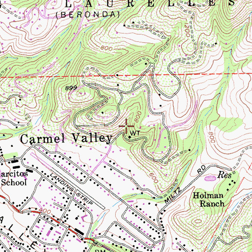 Topographic Map of Carmel Valley Village, CA