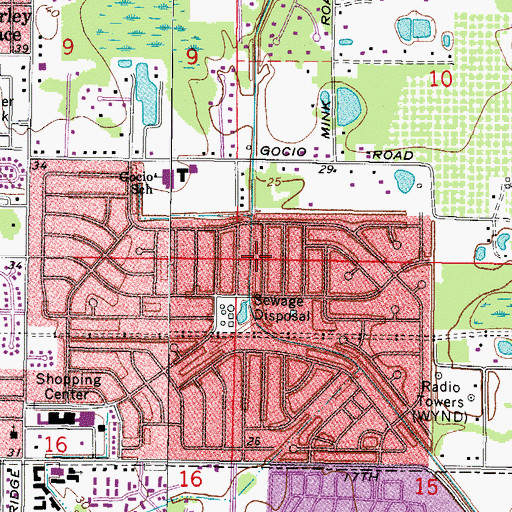 Topographic Map of Kensington Park, FL