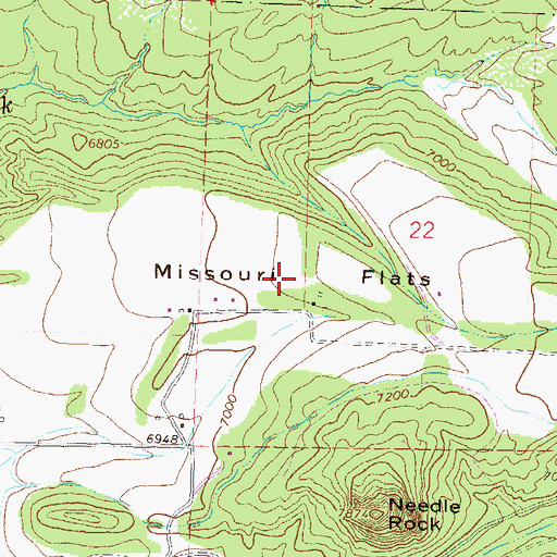 Topographic Map of Missouri Flats, CO