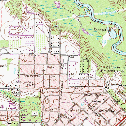 Topographic Map of Sunnyside, GA